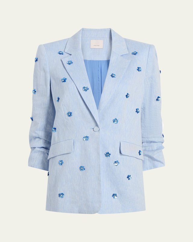 Kylie Embellished Linen Blazer